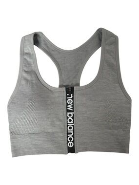 New Balance Front-Zip Racerback Sports Bra - Gray NWOT